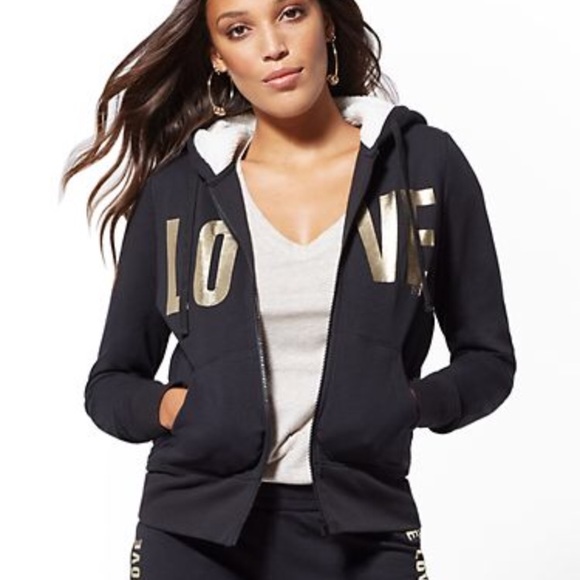 New York & Company Jackets & Blazers - New York & Company Sherpa-Lined Hooded Sweatshirt